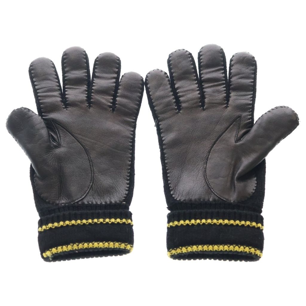 Gucci Logo Wool Gloves Leather Cut Replacement Black — view 2