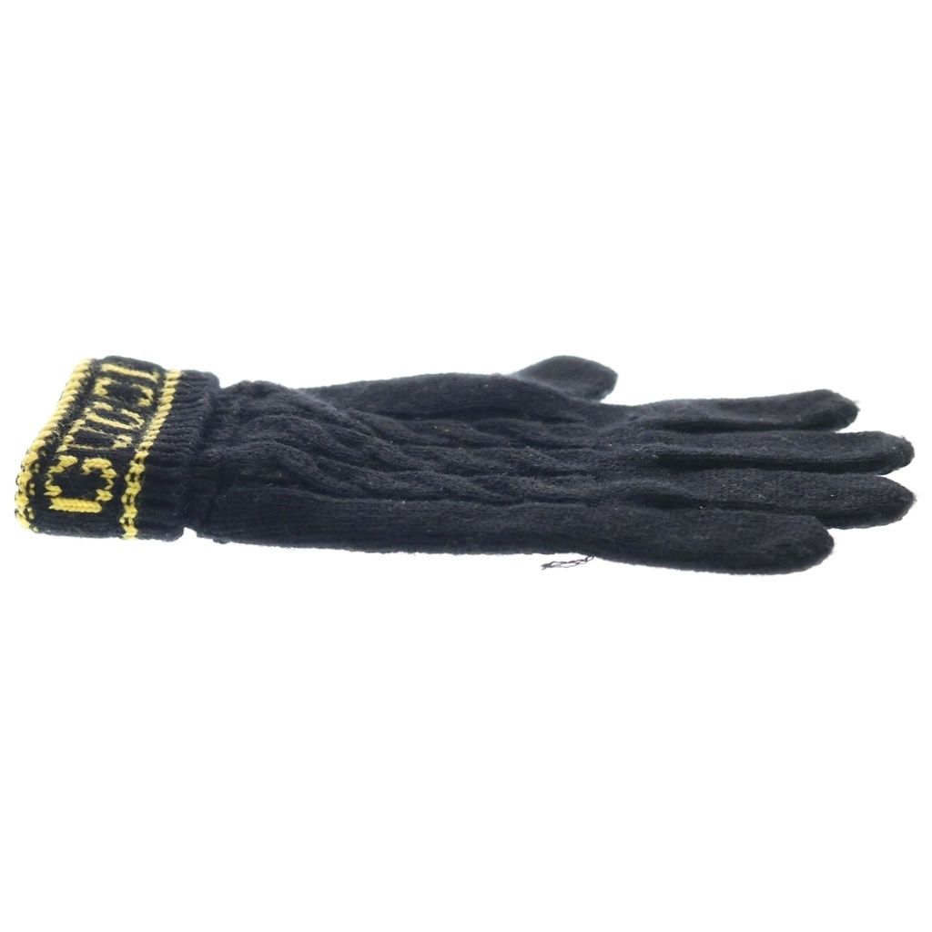 Gucci Logo Wool Gloves Leather Cut Replacement Black — view 3