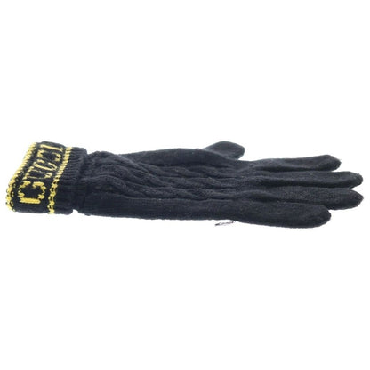 Gucci Logo Wool Gloves Leather Cut Replacement Black — view 3