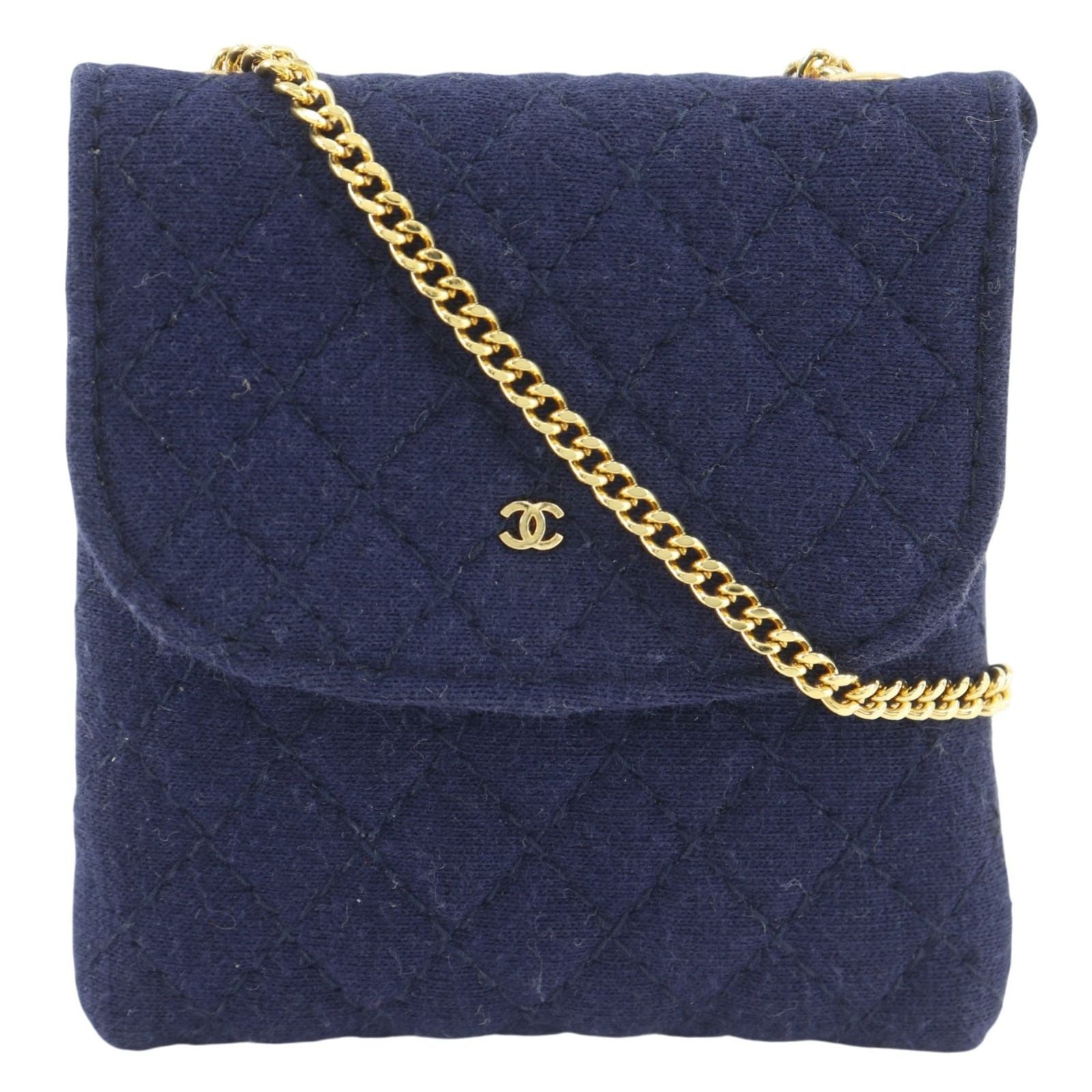 Chanel Chain Pouch Micro Quilted Cotton Navy