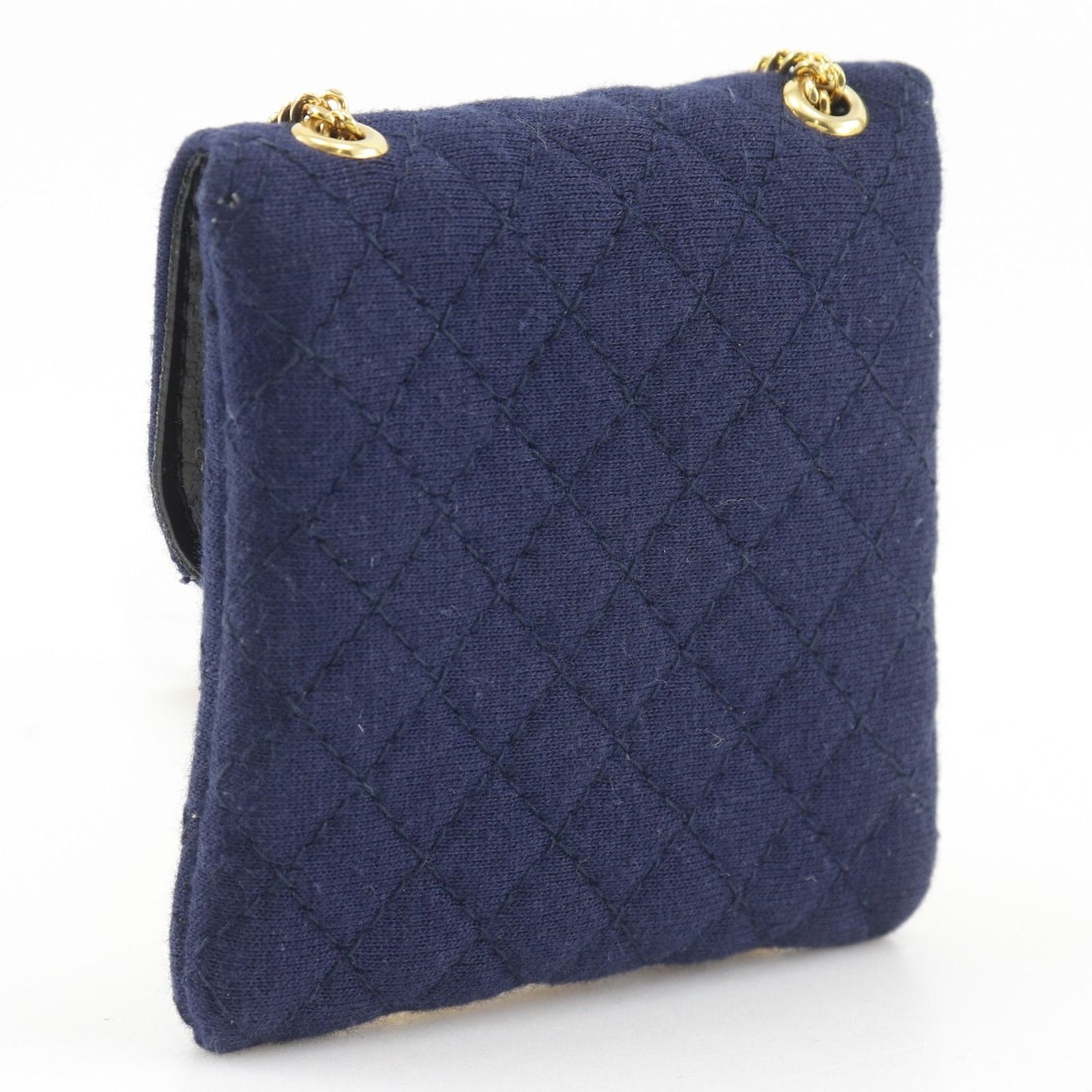 Chanel Chain Pouch Micro Quilted Cotton Navy — view 3