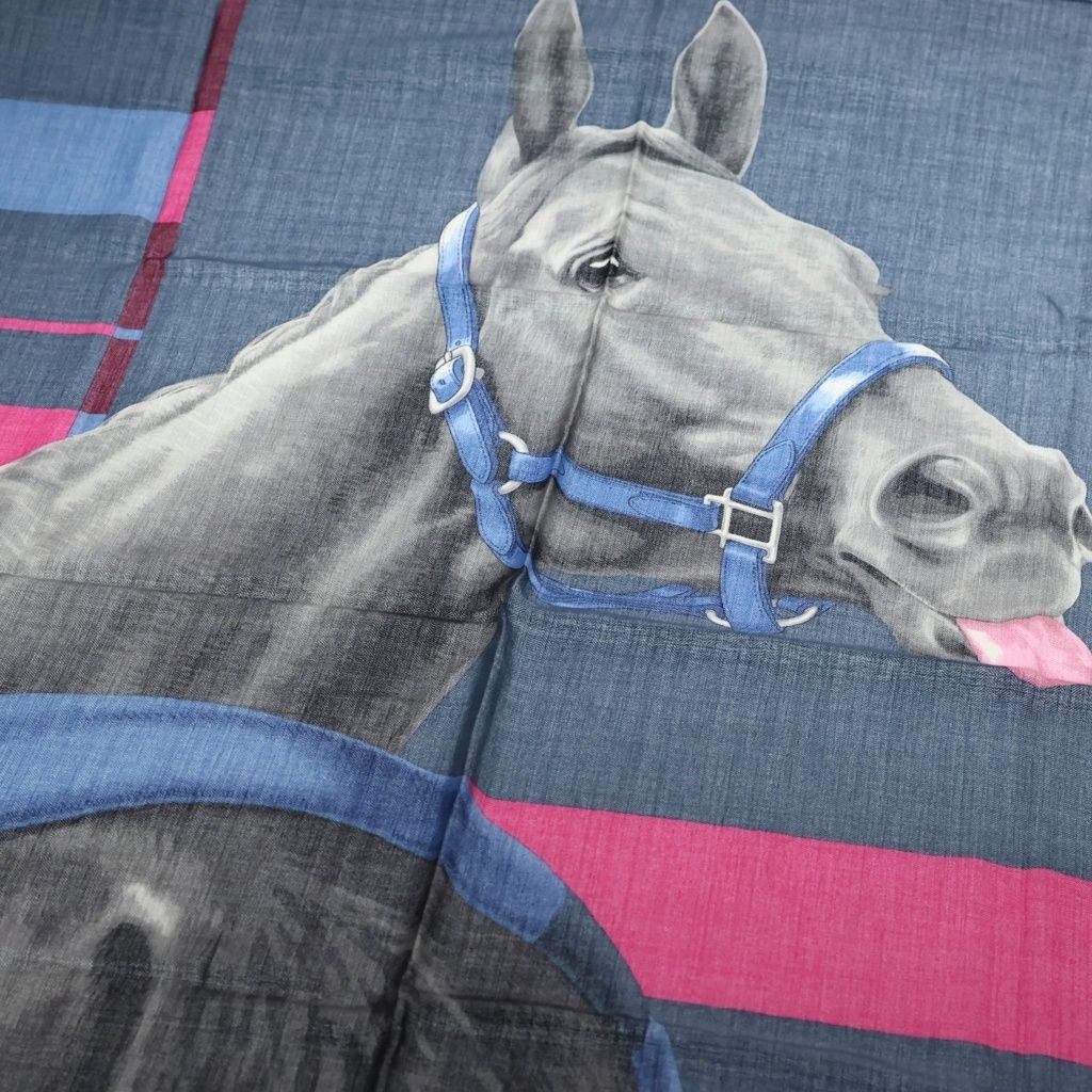 Hermes Carre 100 Cover le de Lille Navy Cashmere Silk Scarf — view 5