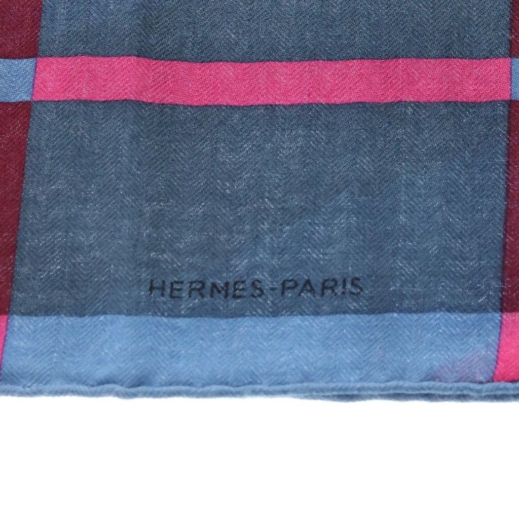 Hermes Carre 100 Cover le de Lille Navy Cashmere Silk Scarf — view 3
