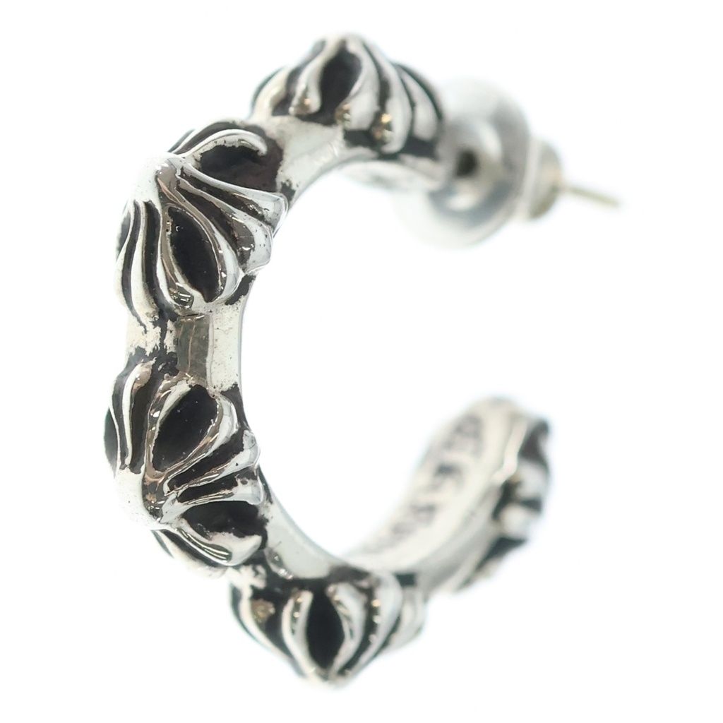 Chrome Hearts Hoop Cross Band Earrings Silver