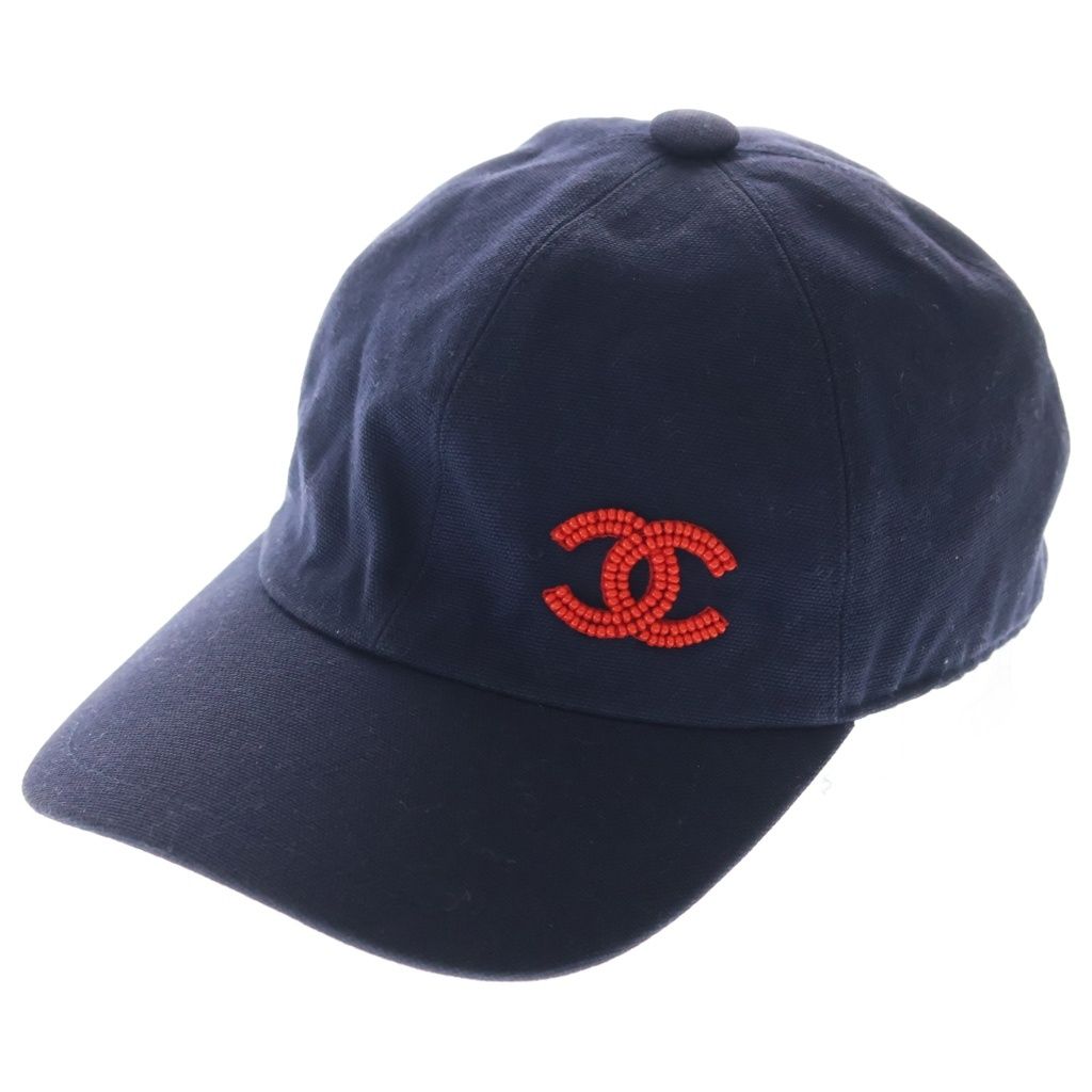 Chanel CC Logo Beaded Cap Navy