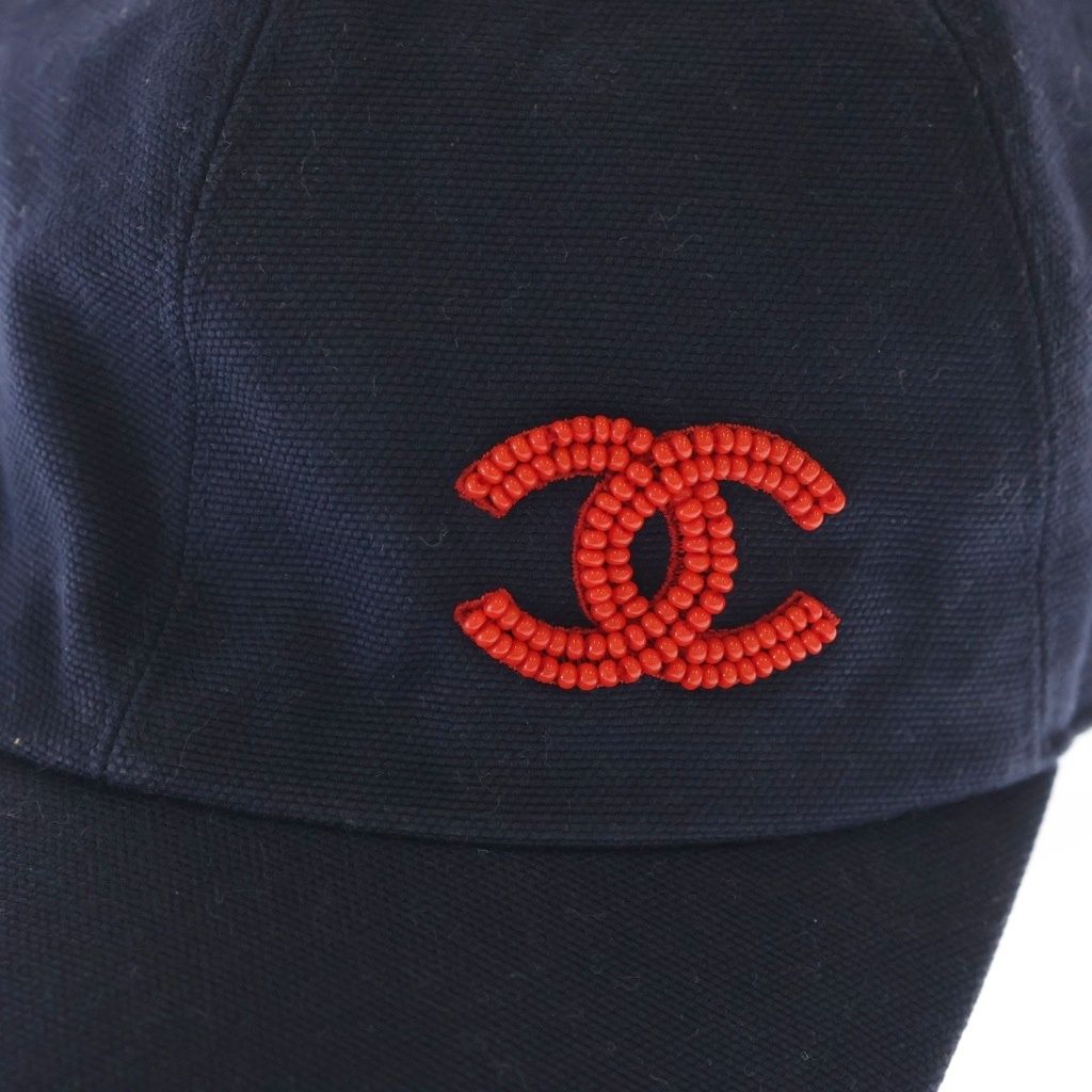 Chanel CC Logo Beaded Cap Navy — view 5
