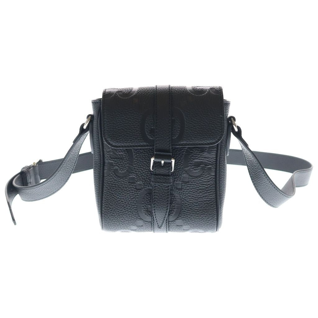 Gucci Jumbo GG Leather Small Messenger Shoulder Bag Silver Black