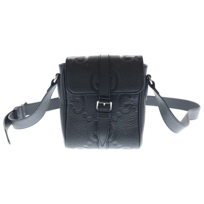 Gucci Jumbo GG Leather Small Messenger Shoulder Bag Silver Black