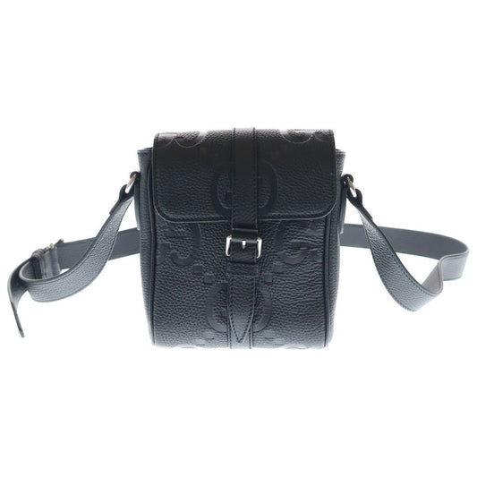 Gucci Jumbo GG Leather Small Messenger Shoulder Bag Silver Black
