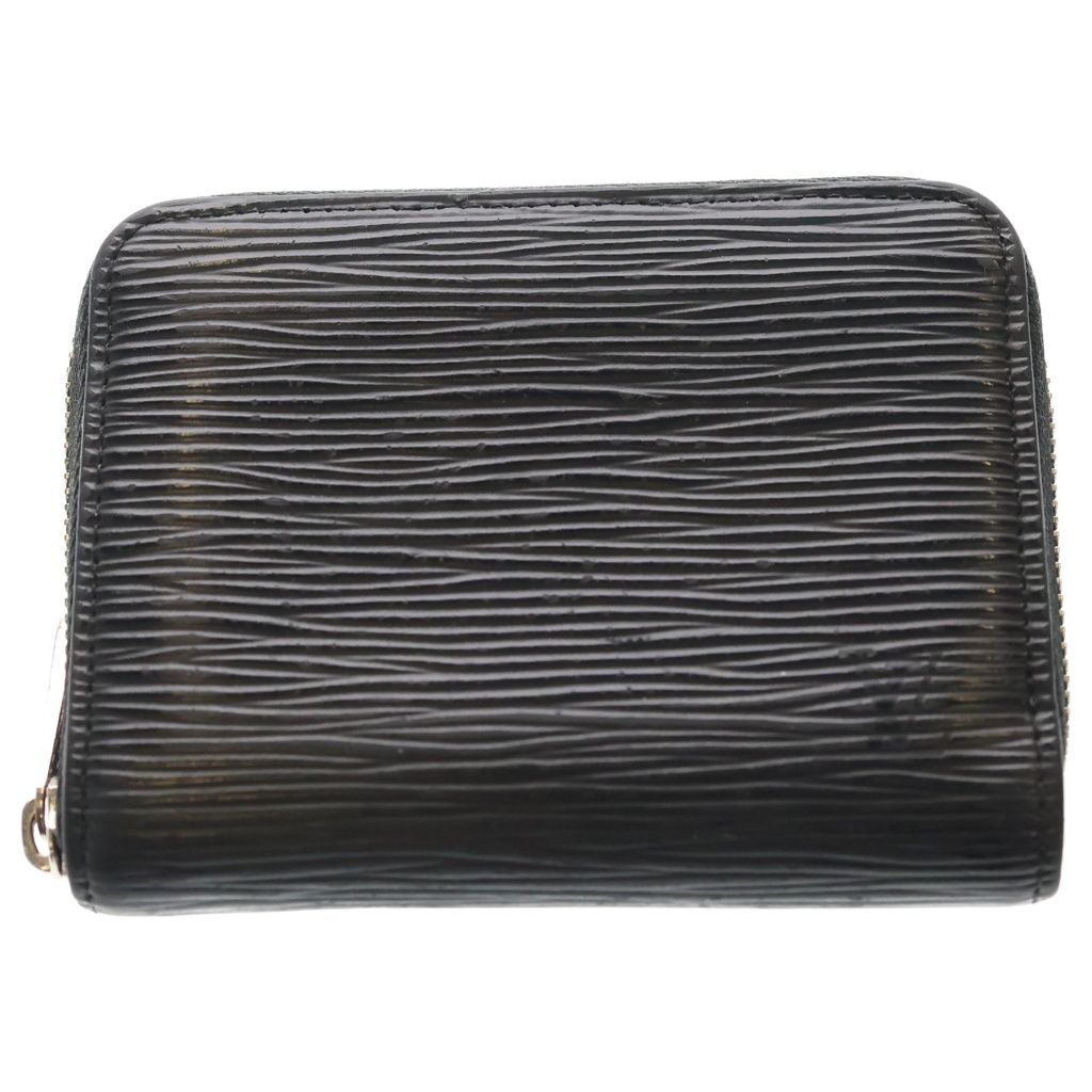 Louis Vuitton LV Epi Zippy Coin Purse Mini Wallet Case Black Silver