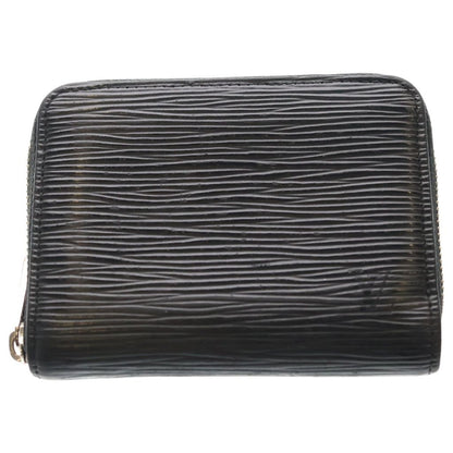 Louis Vuitton LV Epi Zippy Coin Purse Mini Wallet Case Black Silver