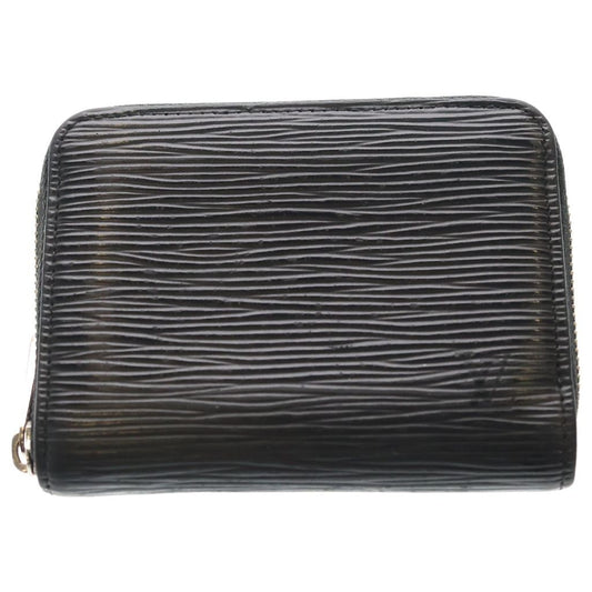 Louis Vuitton LV Epi Zippy Coin Purse Mini Wallet Case Black Silver