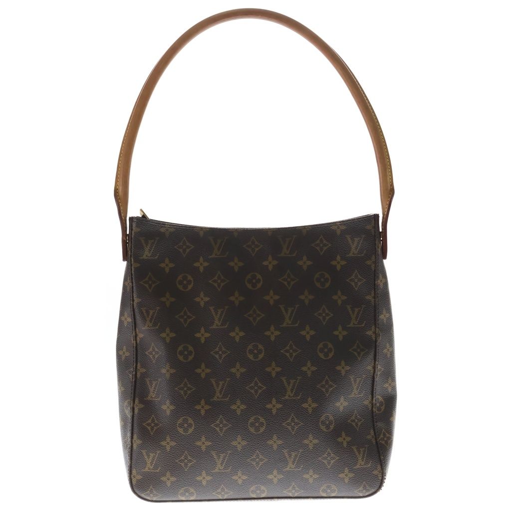 Louis Vuitton Monogram Looping GM Shoulder Bag Brown Leather Gold