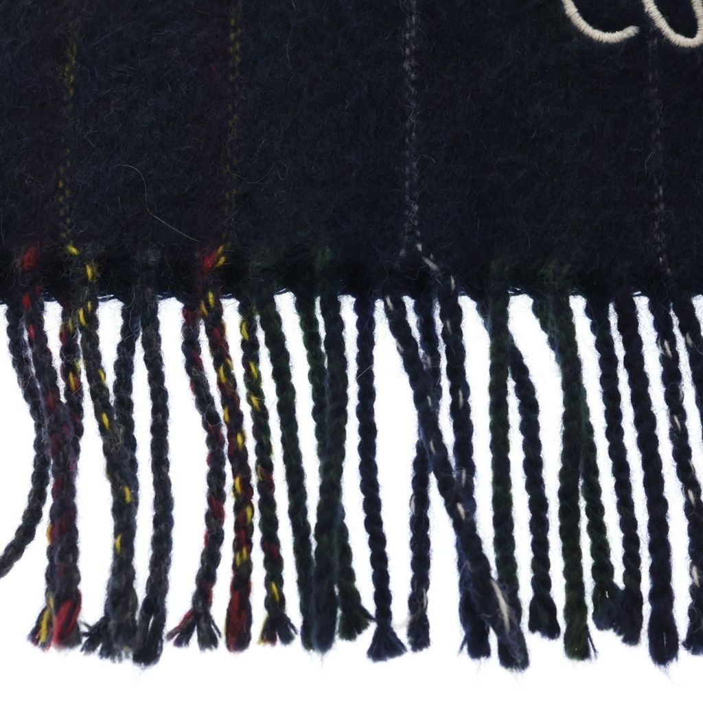 Loewe Anagram Striped Fringe Scarf Navy — view 3