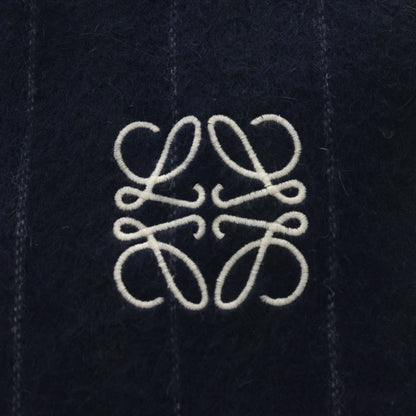 Loewe Anagram Striped Fringe Scarf Navy — view 2