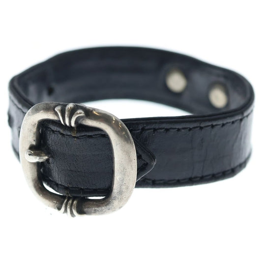 Chrome Hearts Tiny Ch Cross Decoration Gunslinger Leather Bracelet Black