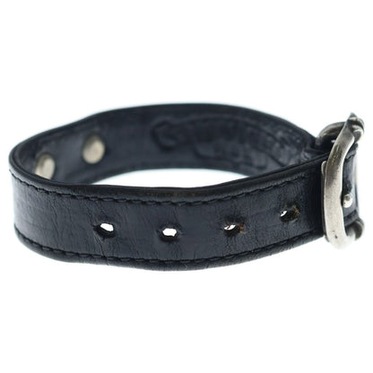 Chrome Hearts Tiny Ch Cross Decoration Gunslinger Leather Bracelet Black — view 3