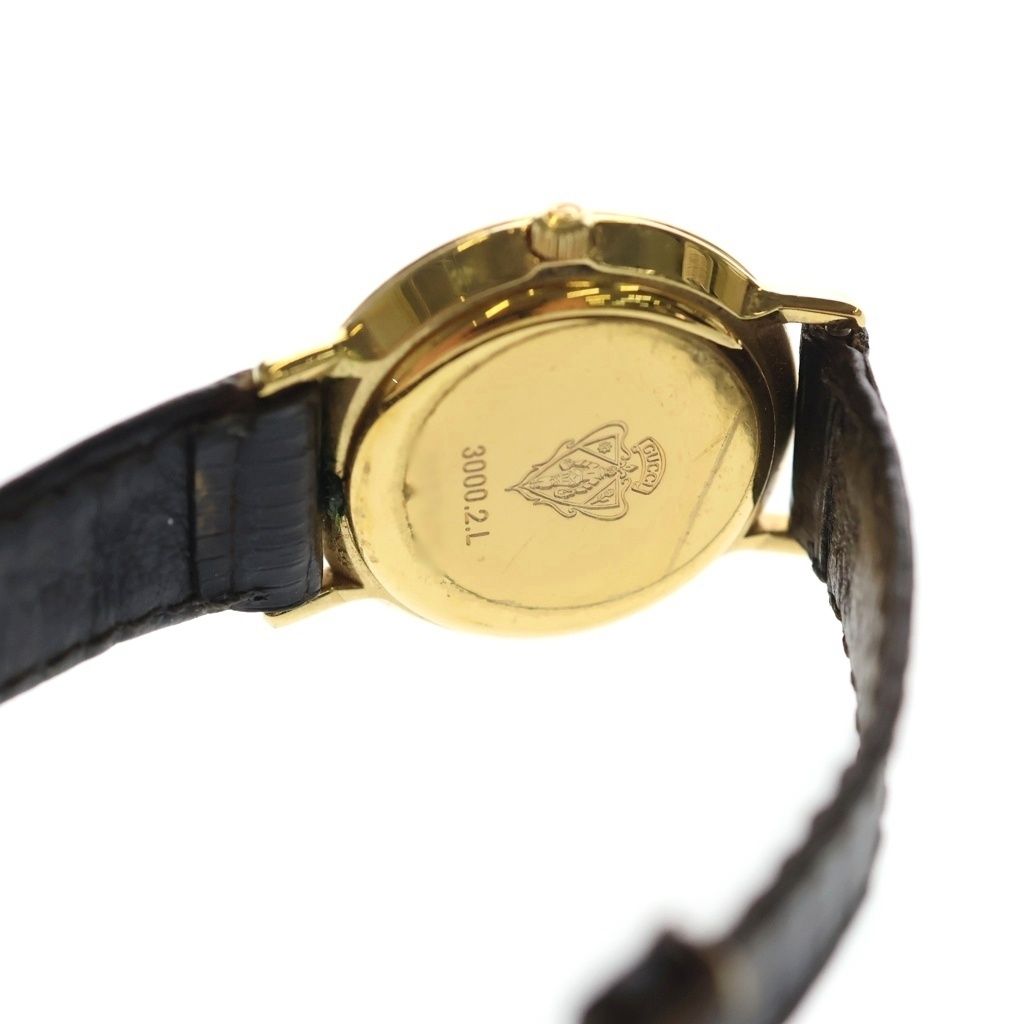 Gucci Leather Gold Dial Two Stitches Watch Black — view 5