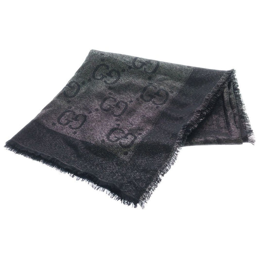 Gucci GG Lame Jacquard Shawl Monogram Scarf Black