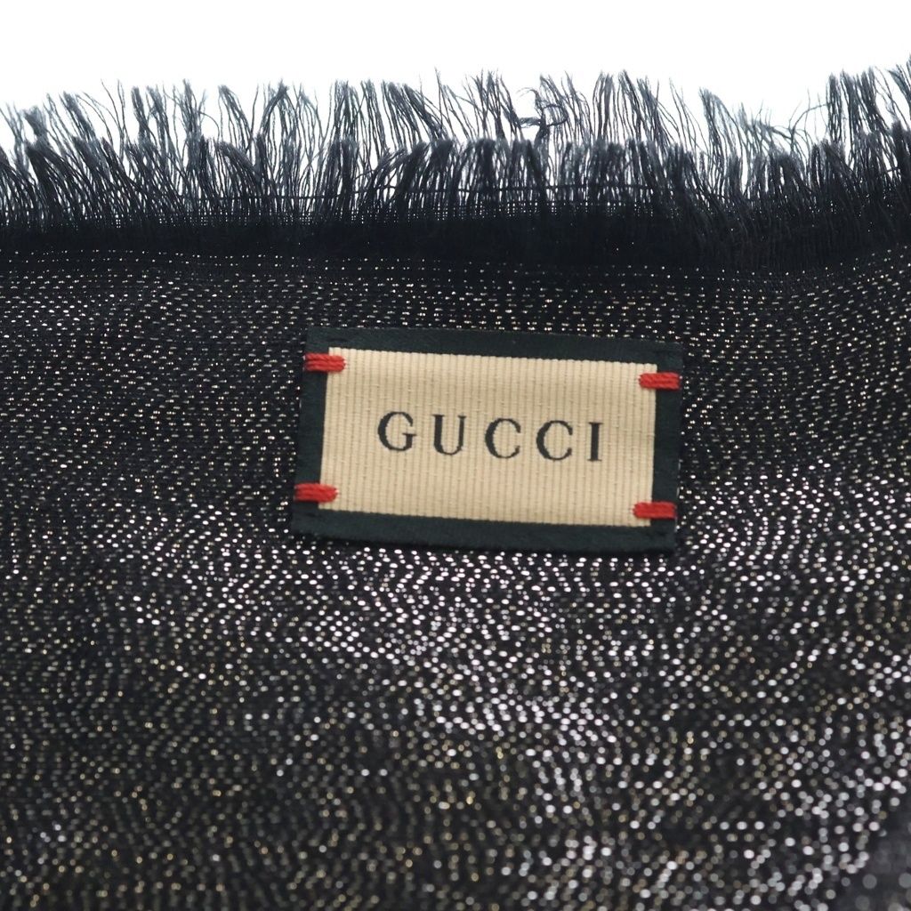 Gucci GG Lame Jacquard Shawl Monogram Scarf Black — view 4