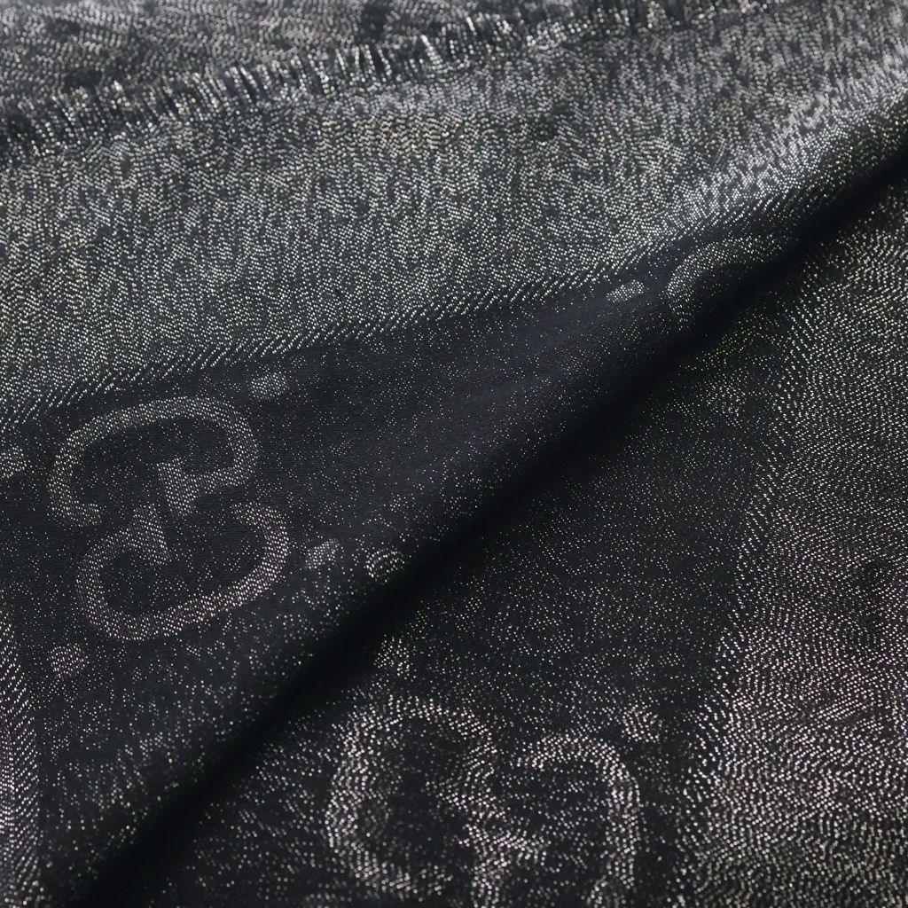 Gucci GG Lame Jacquard Shawl Monogram Scarf Black — view 5