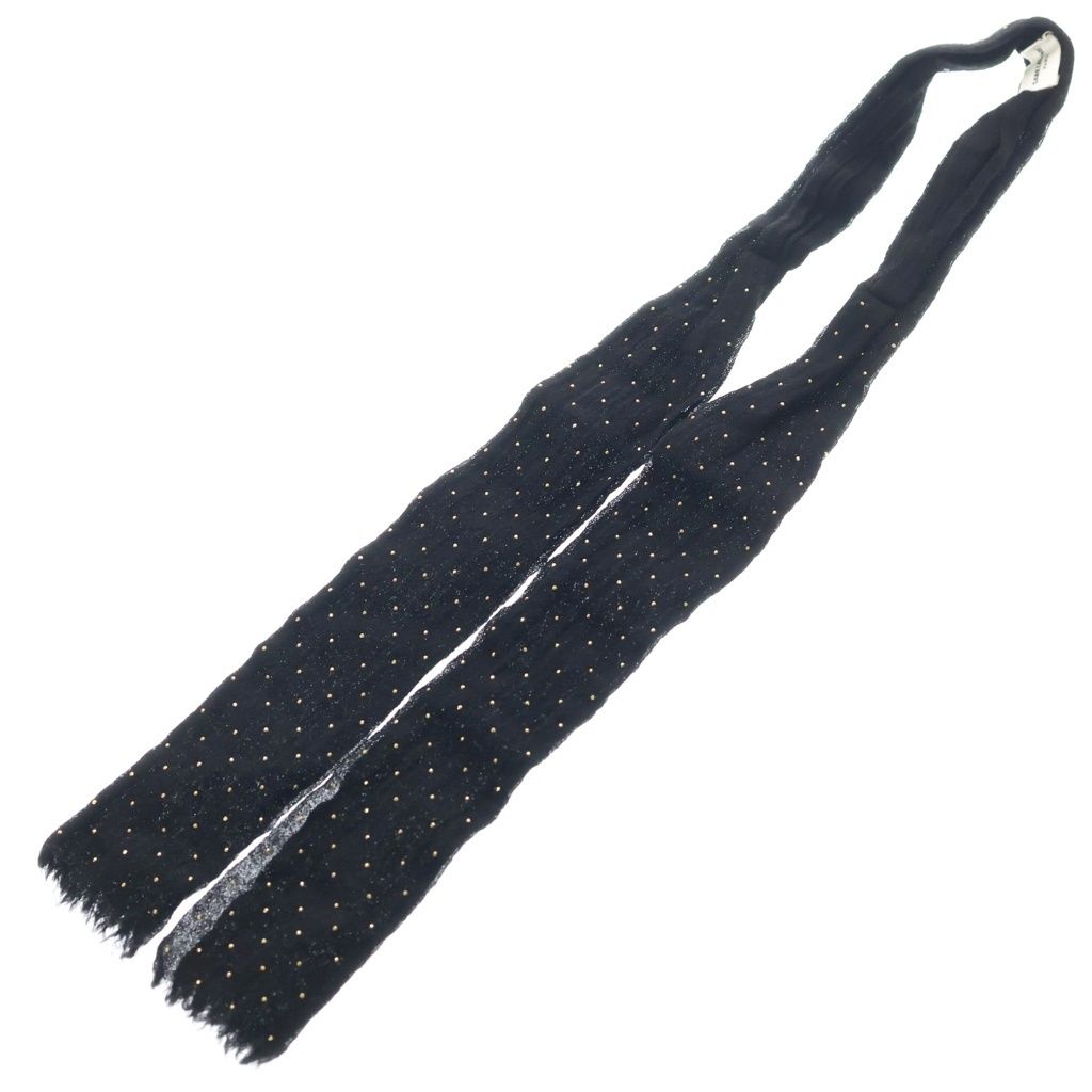 Saint Laurent Paris Petite Cravate Plume Scarf Studded Cravat Wool Bowtie Black — view 2