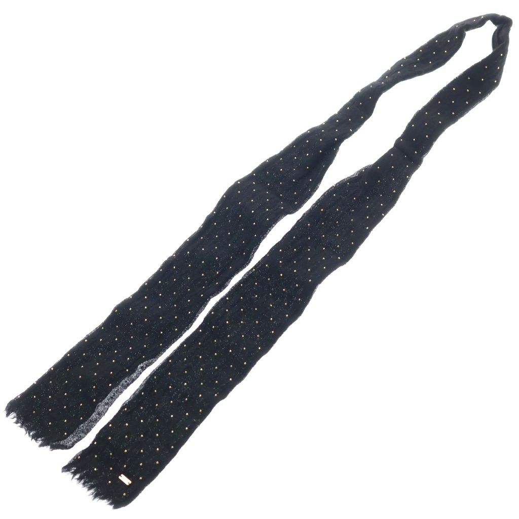 Saint Laurent Paris Petite Cravate Plume Scarf Studded Cravat Wool Bowtie Black