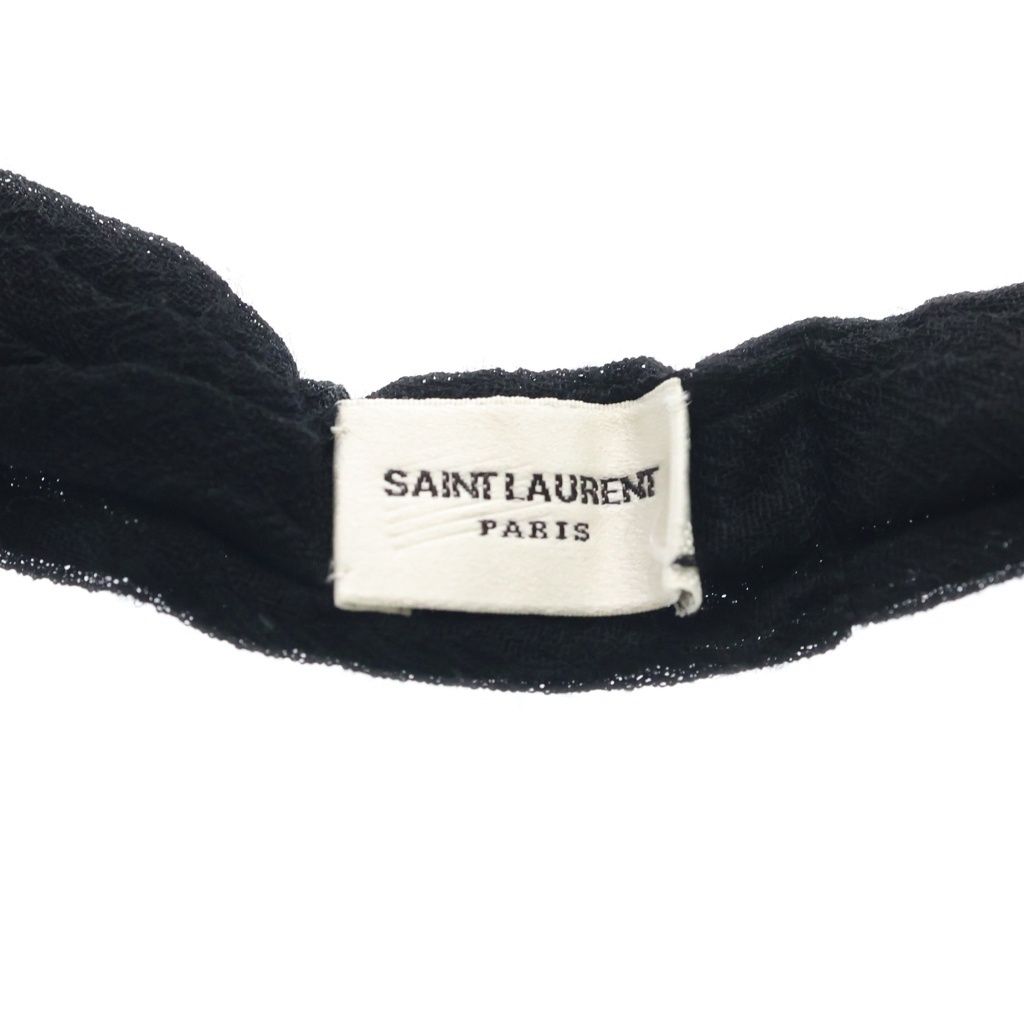 Saint Laurent Paris Petite Cravate Plume Scarf Studded Cravat Wool Bowtie Black — view 3