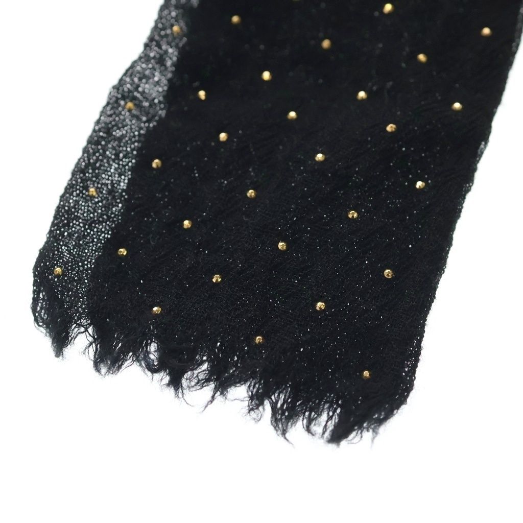 Saint Laurent Paris Petite Cravate Plume Scarf Studded Cravat Wool Bowtie Black — view 4