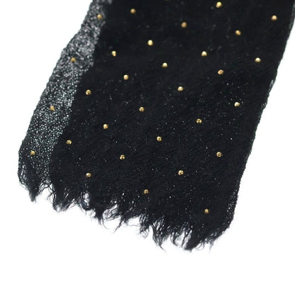 Saint Laurent Paris Petite Cravate Plume Scarf Studded Cravat Wool Bowtie Black — view 4