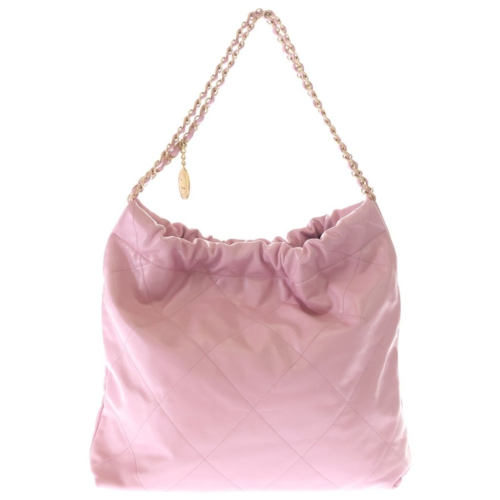 Chanel 22 Tote Shoulder Bag Pink Calfskin Gold — view 2