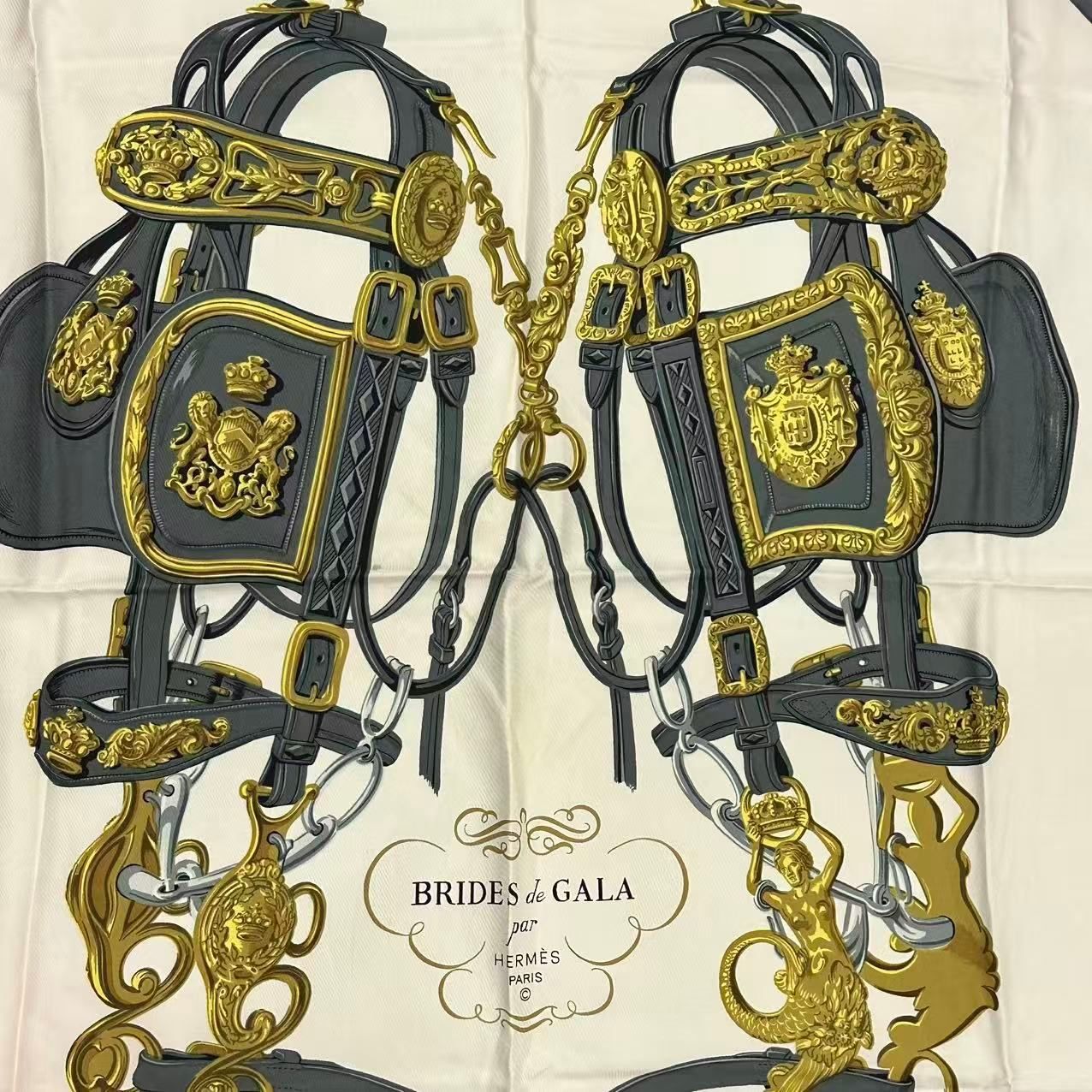 Hermes Carre 90 Silk Scarf Brides de Gala Ceremonial Bridle — view 6