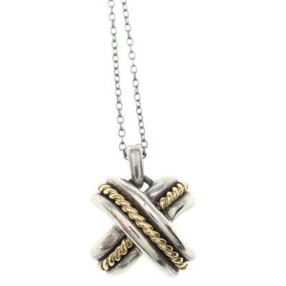 Tiffany & Co Signature Cross Combination Necklace 18k Yellow Gold Silver — view 3