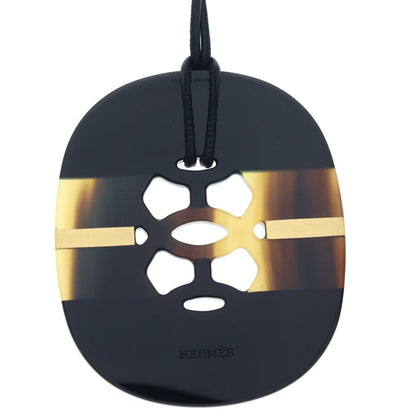 Hermes Lift GM Buffalo Horn Necklace Black Brown — view 3