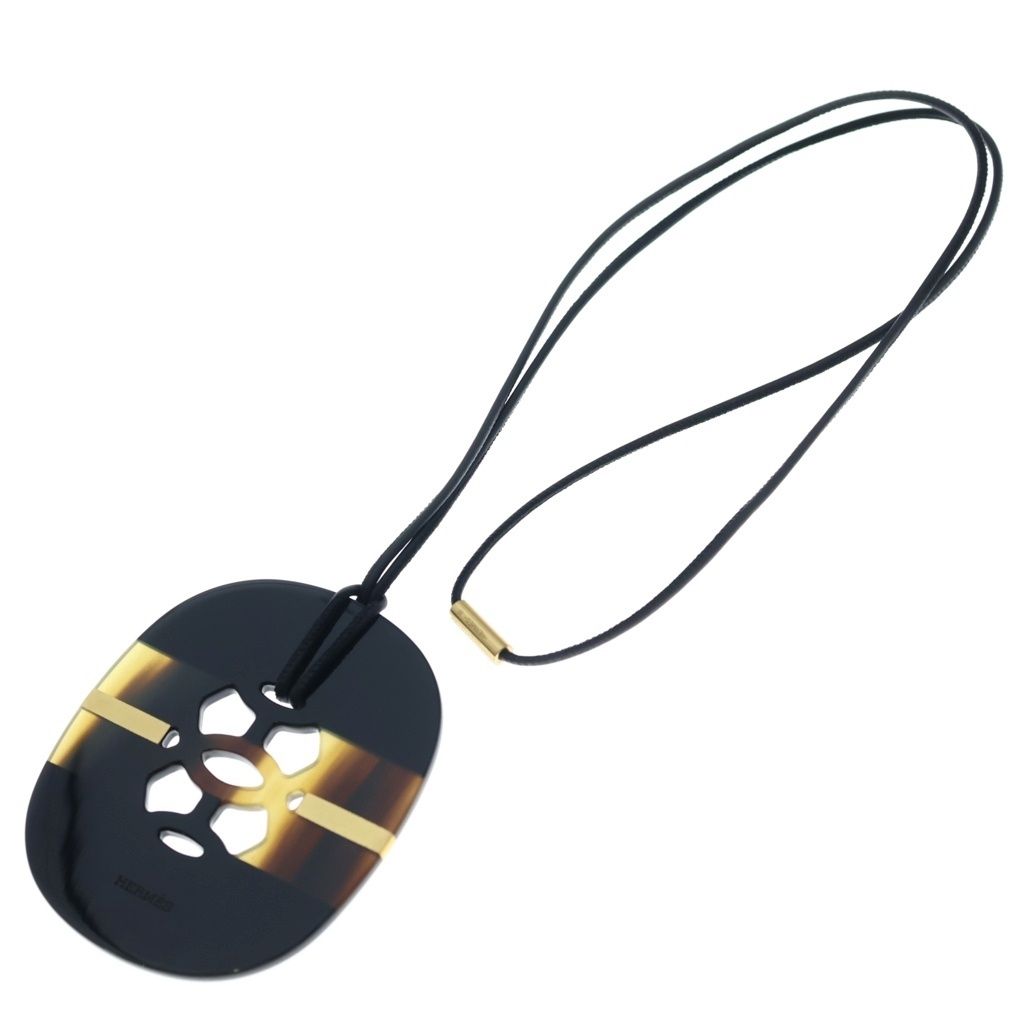 Hermes Lift GM Buffalo Horn Necklace Black Brown — view 2