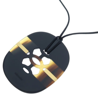 Hermes Lift GM Buffalo Horn Necklace Black Brown