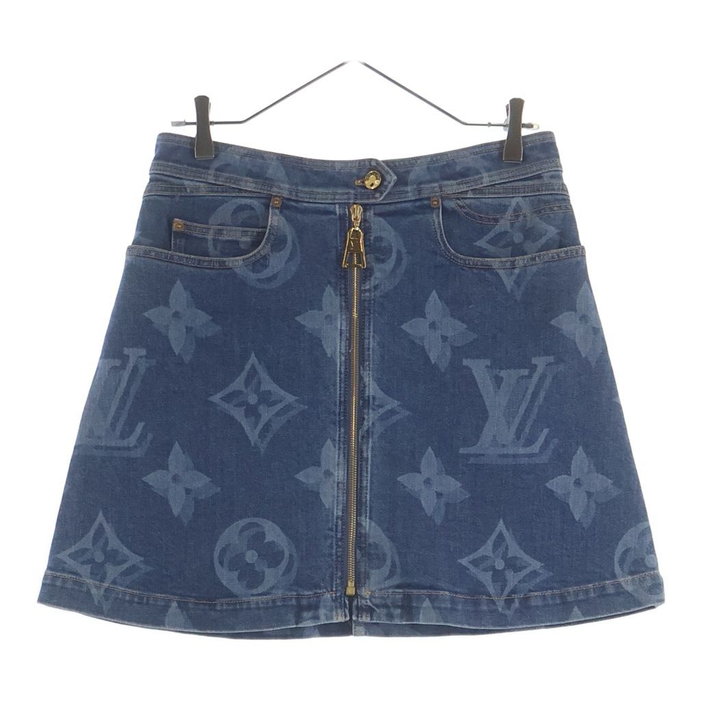 Louis Vuitton Monogram Front Zip Denim Skirt Indigo