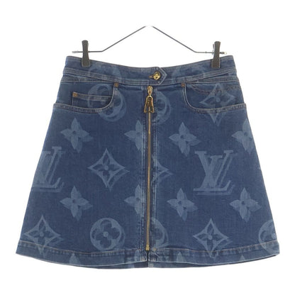 Louis Vuitton Monogram Front Zip Denim Skirt Indigo