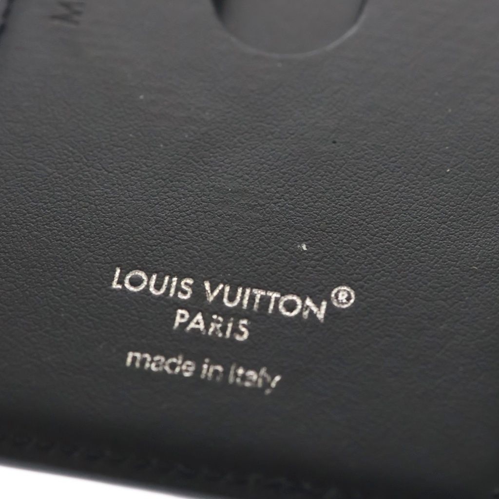 Louis Vuitton Monogram Eclipse Card Holder Magnet Case Black Leather — view 5