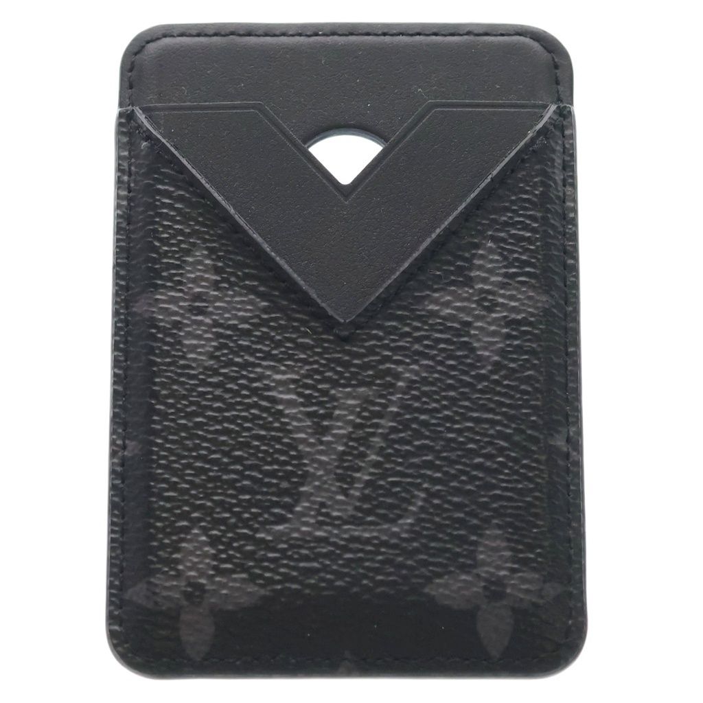 Louis Vuitton Monogram Eclipse Card Holder Magnet Case Black Leather