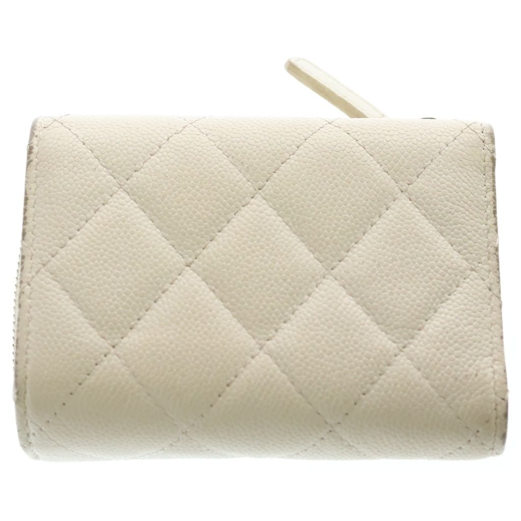 Chanel Zip Around Mini Wallet Coin Case White Caviar Leather Gold — view 2