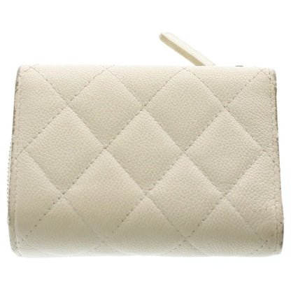 Chanel Zip Around Mini Wallet Coin Case White Caviar Leather Gold — view 2