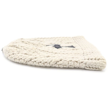 Chrome Hearts Cashmere Beanie with Cross Patch Knit Hat Ivory Black — view 3