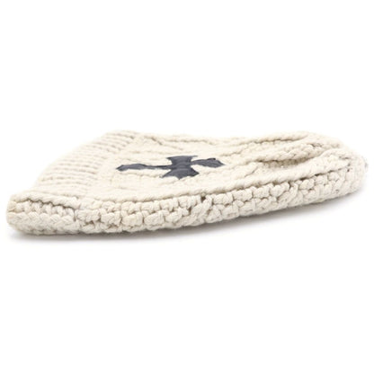 Chrome Hearts Cashmere Beanie with Cross Patch Knit Hat Ivory Black — view 4
