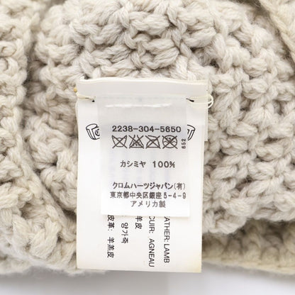Chrome Hearts Cashmere Beanie with Cross Patch Knit Hat Ivory Black — view 8