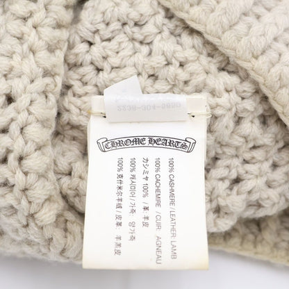 Chrome Hearts Cashmere Beanie with Cross Patch Knit Hat Ivory Black — view 7