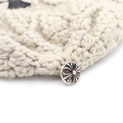 Chrome Hearts Cashmere Beanie with Cross Patch Knit Hat Ivory Black — view 5