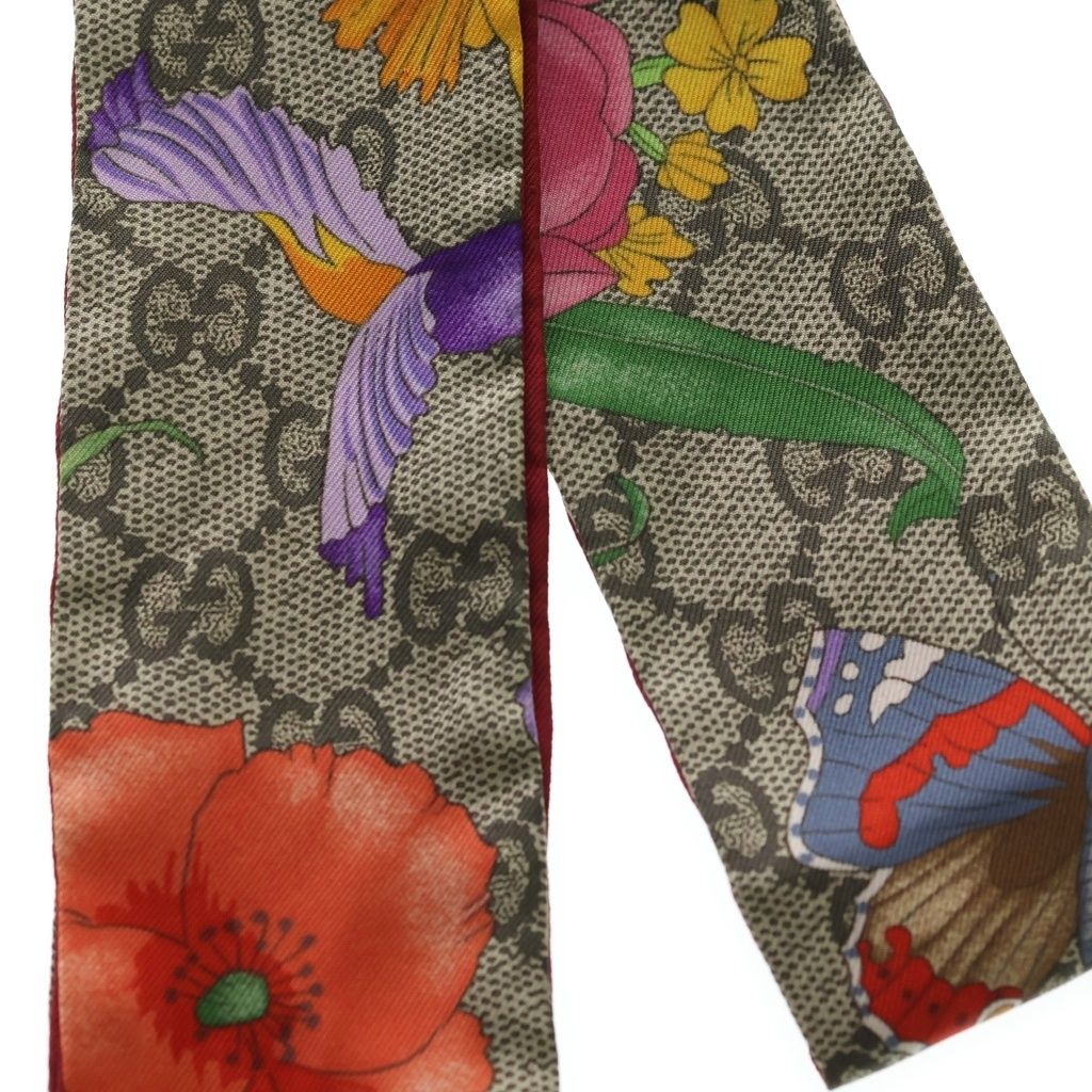 Gucci GG All Over Pattern Silk Scarf Brown — view 2