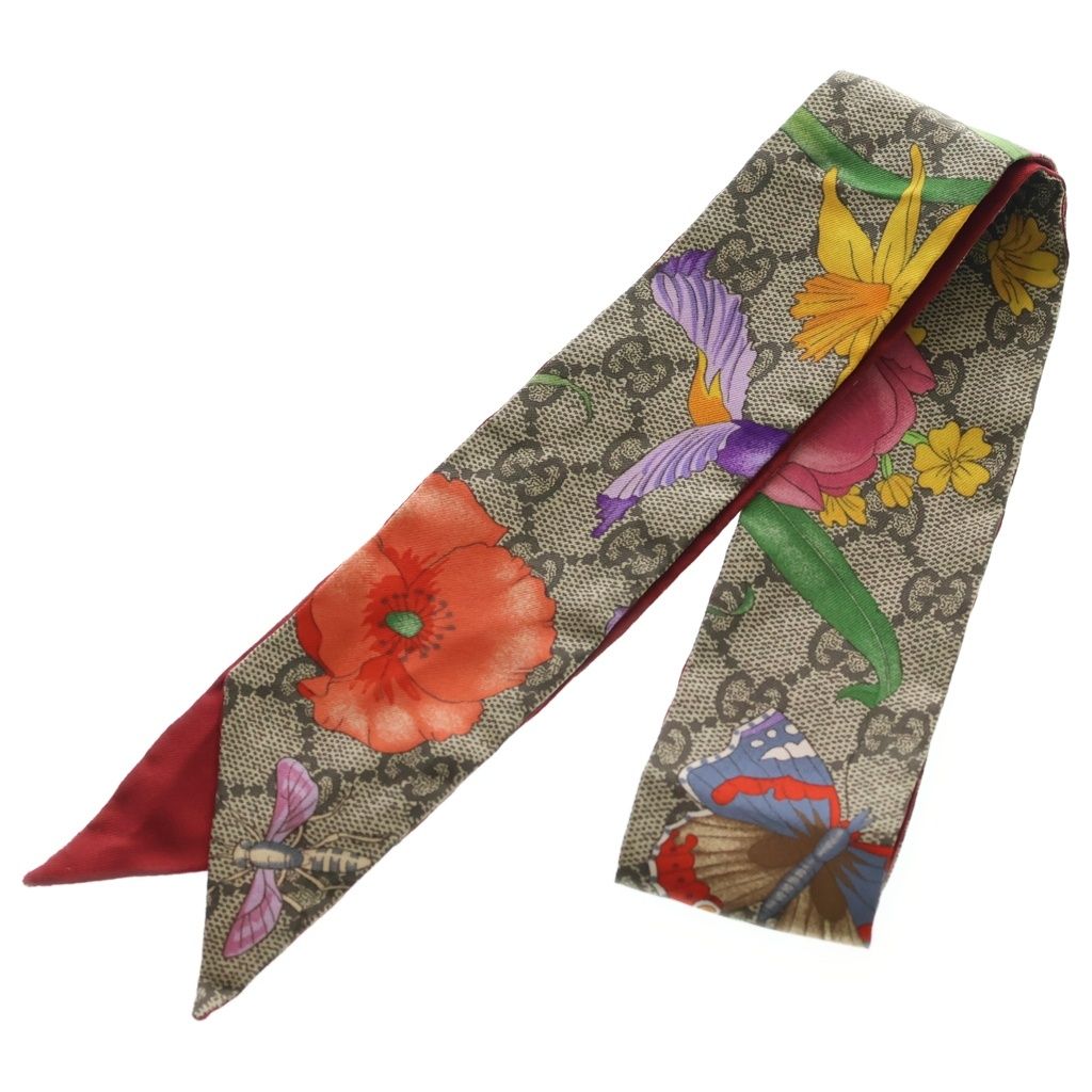 Gucci GG All Over Pattern Silk Scarf Brown