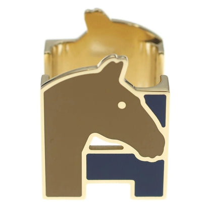 Hermes Scarf Ring Cheval Permanent Brass Blue Marine Halzan — view 2